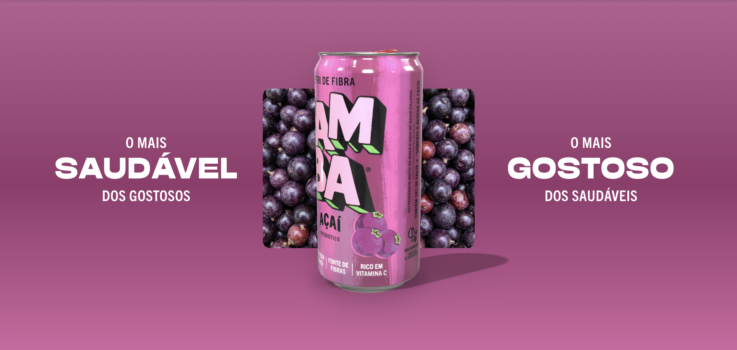 Açaí flavor showcase section on the homepage