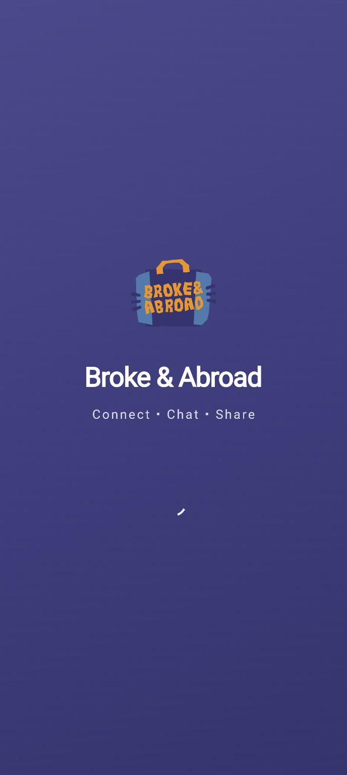 Mobile splash screen, "Connect · Chat · Share"
