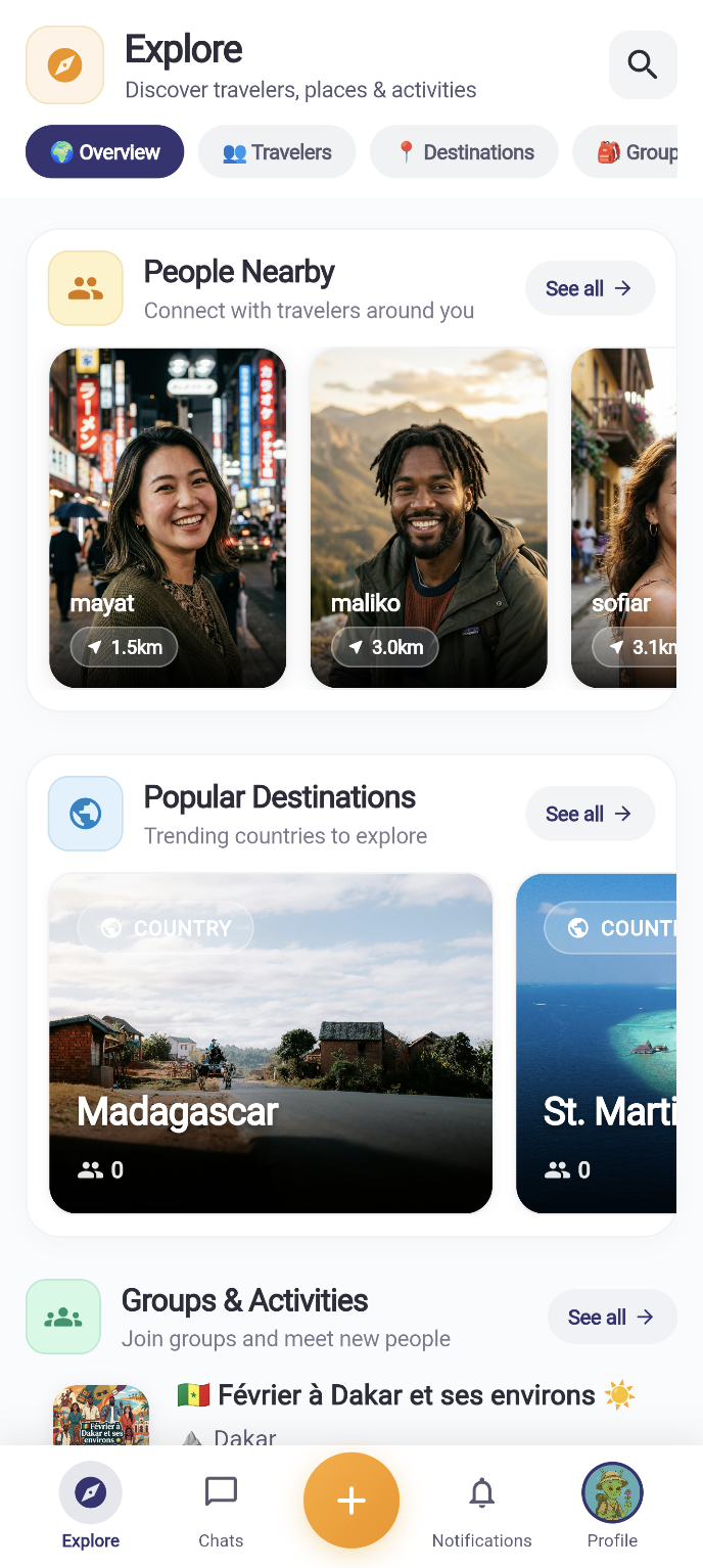 Mobile explore and traveler search feed