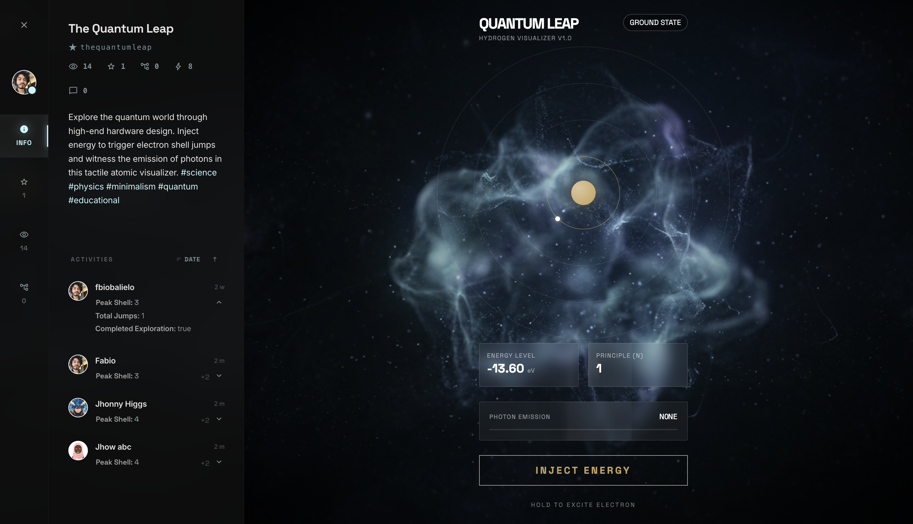 Generated hydrogen atom orbital visualizer weblamp